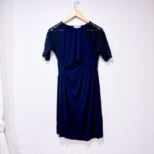 🌼NWOT🌼 ENVIE DE FRAISE Navy nursing dress with lace sleeves